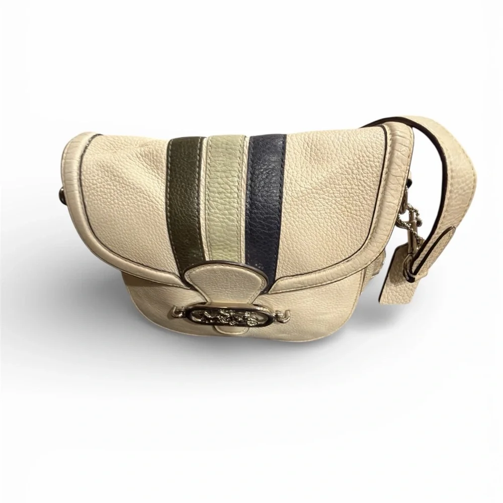 Coach Cream and Olive Crossbody leather jade  Bag 1924